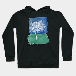 White Tree Watercolor Painting Hoodie